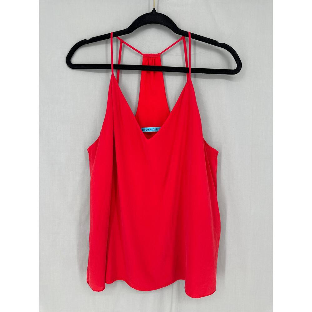 Alice Olivia Top Womens Medium Red Silk Stretch Tank Cami Capsule